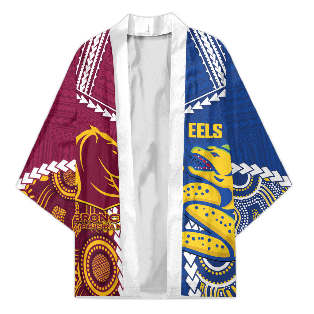 Custom Rugby Broncos and Eels Kimono 2026 Together Aboriginal Polynesian Pattern