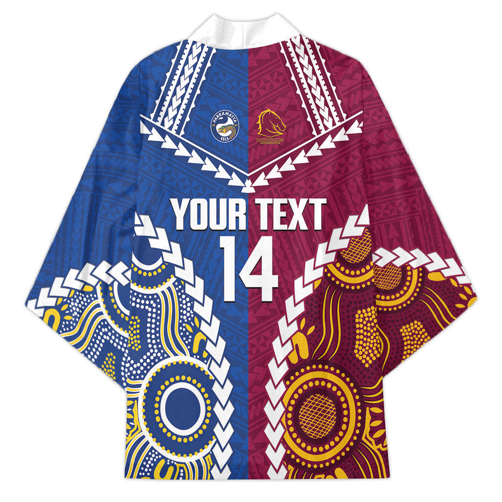Custom Rugby Broncos and Eels Kimono 2026 Together Aboriginal Polynesian Pattern