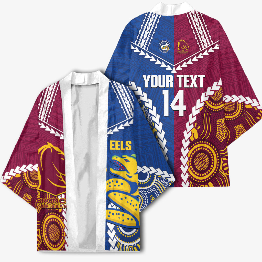 Custom Rugby Broncos and Eels Kimono 2026 Together Aboriginal Polynesian Pattern
