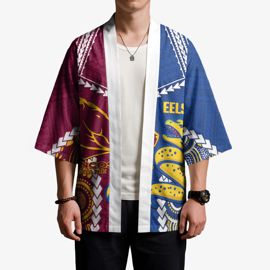 Custom Rugby Broncos and Eels Kimono 2026 Together Aboriginal Polynesian Pattern