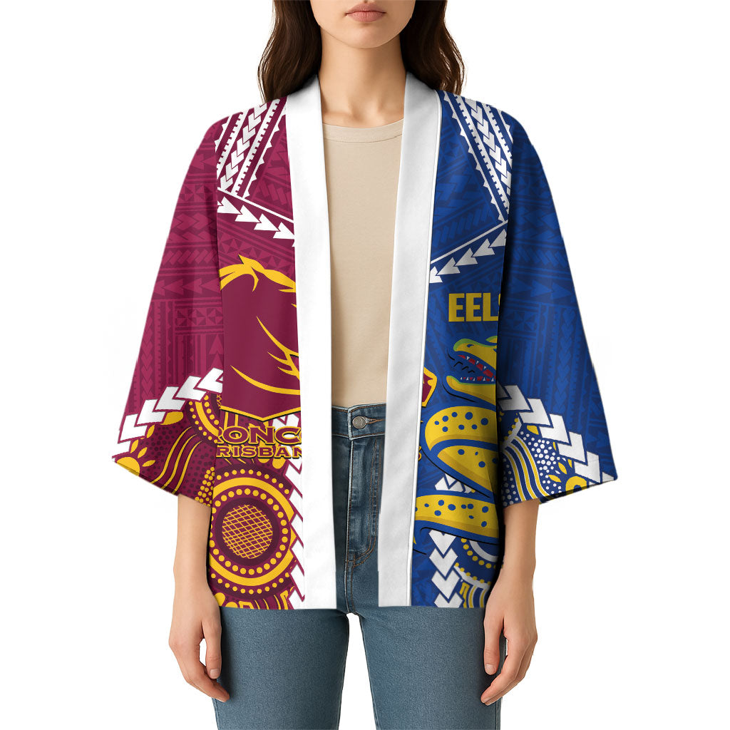 Custom Rugby Broncos and Eels Kimono 2026 Together Aboriginal Polynesian Pattern