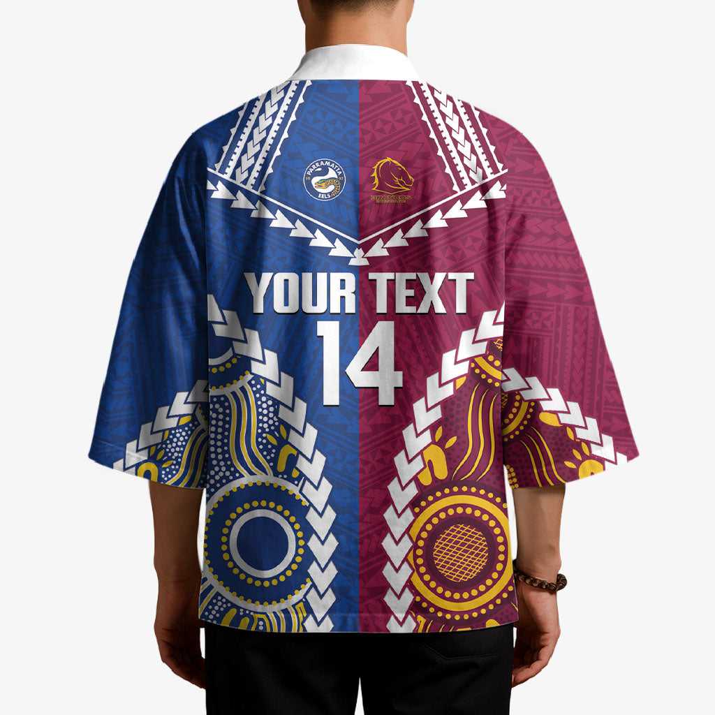 Custom Rugby Broncos and Eels Kimono 2026 Together Aboriginal Polynesian Pattern