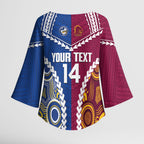 Custom Rugby Broncos and Eels Kimono Sleeve Blouse 2026 Together Aboriginal Polynesian Pattern