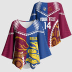 Custom Rugby Broncos and Eels Kimono Sleeve Blouse 2026 Together Aboriginal Polynesian Pattern