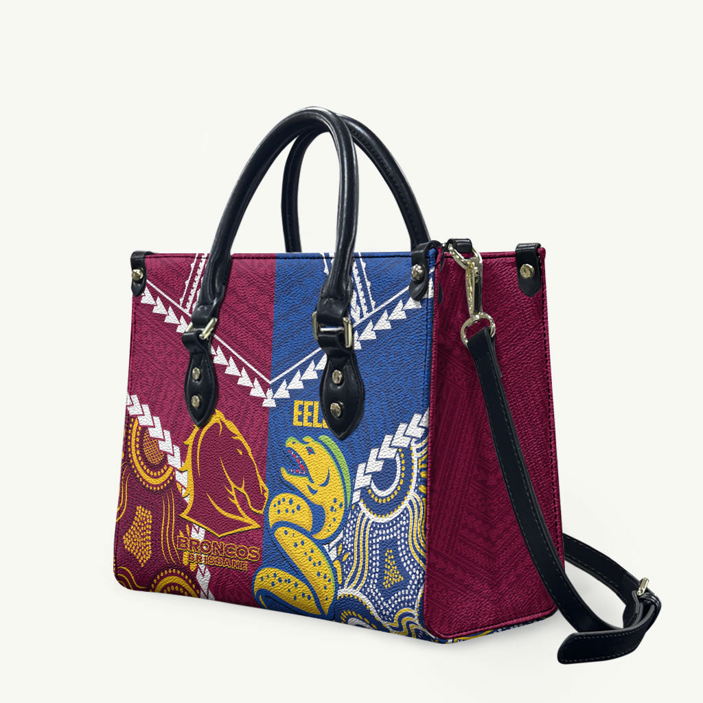 Rugby Broncos and Eels Leather Bag 2026 Together Aboriginal Polynesian Pattern