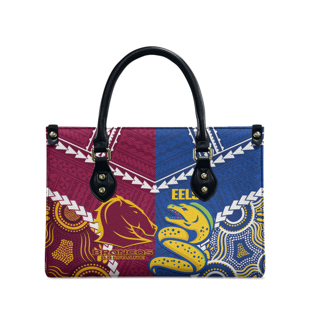 Rugby Broncos and Eels Leather Bag 2026 Together Aboriginal Polynesian Pattern