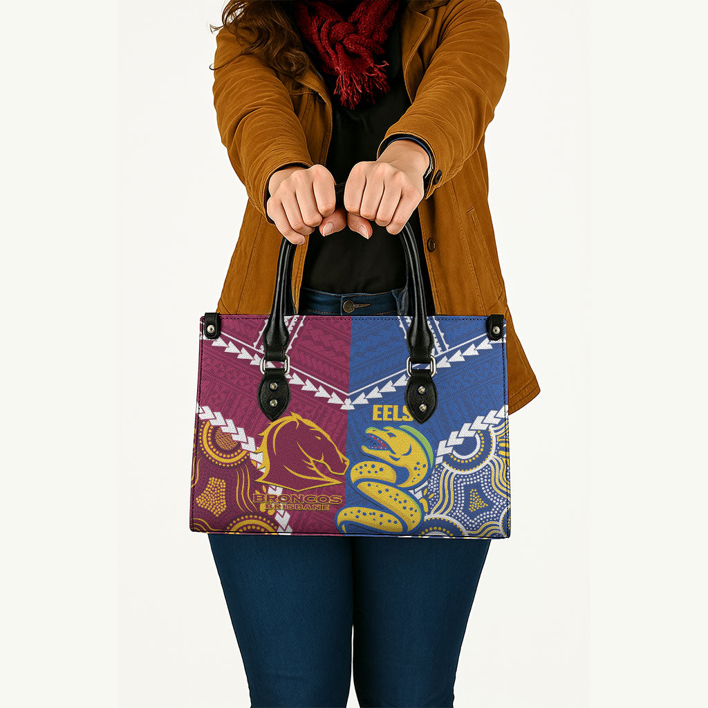Rugby Broncos and Eels Leather Bag 2026 Together Aboriginal Polynesian Pattern
