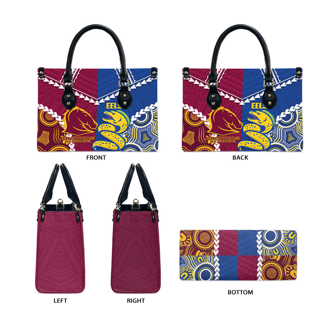Rugby Broncos and Eels Leather Bag 2026 Together Aboriginal Polynesian Pattern