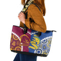 Rugby Broncos and Eels Leather Tote Bag 2026 Together Aboriginal Polynesian Pattern