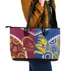Rugby Broncos and Eels Leather Tote Bag 2026 Together Aboriginal Polynesian Pattern