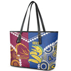 Rugby Broncos and Eels Leather Tote Bag 2026 Together Aboriginal Polynesian Pattern