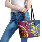 Rugby Broncos and Eels Leather Tote Bag 2026 Together Aboriginal Polynesian Pattern