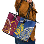 Rugby Broncos and Eels Leather Tote Bag 2026 Together Aboriginal Polynesian Pattern