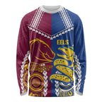 Custom Rugby Broncos and Eels Long Sleeve Shirt 2026 Together Aboriginal Polynesian Pattern