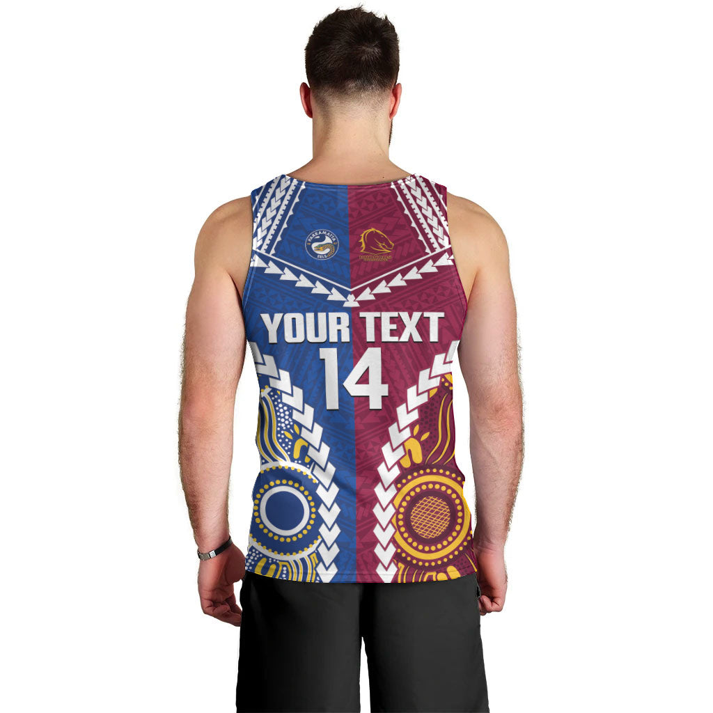 Custom Rugby Broncos and Eels Men Tank Top 2026 Together Aboriginal Polynesian Pattern