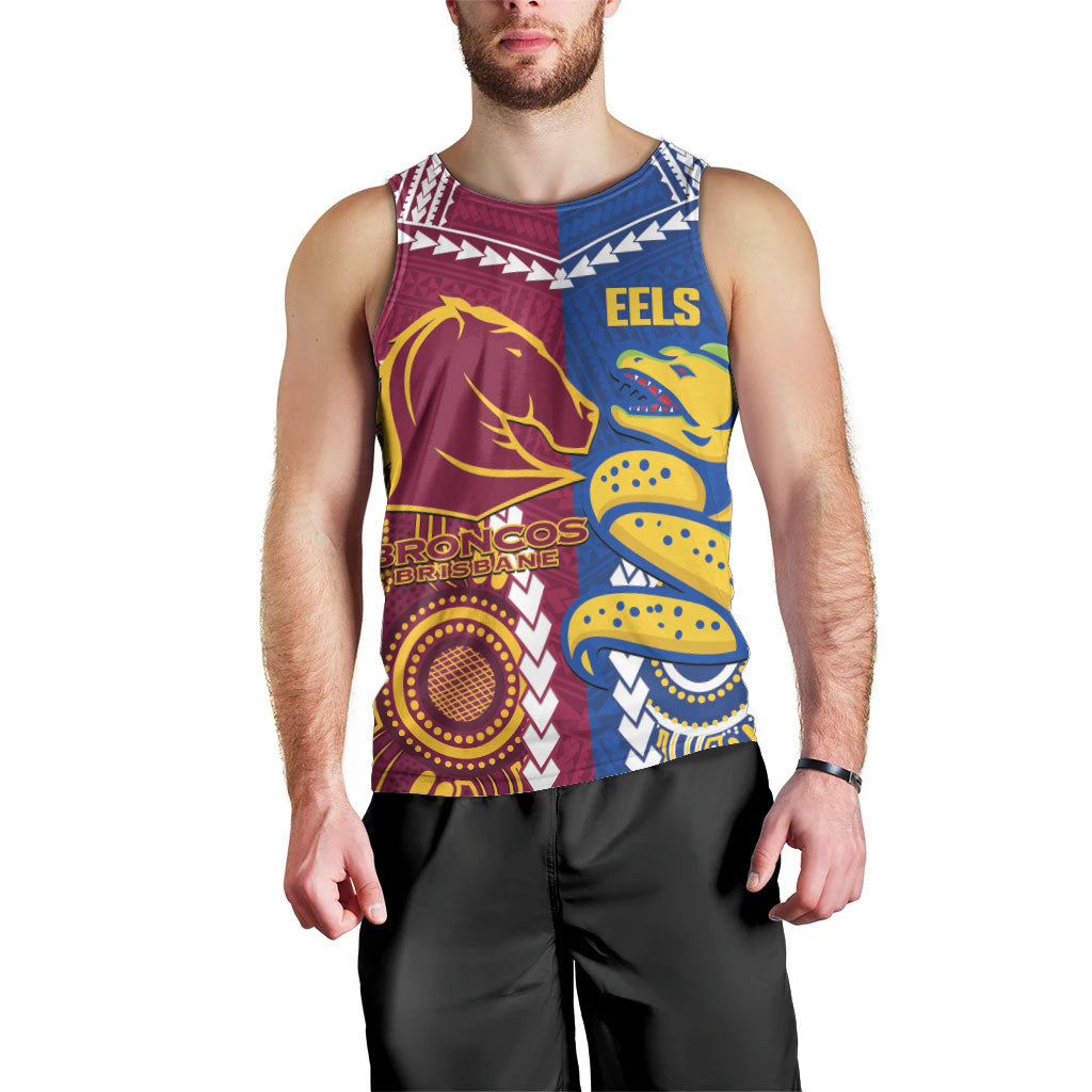 Custom Rugby Broncos and Eels Men Tank Top 2026 Together Aboriginal Polynesian Pattern