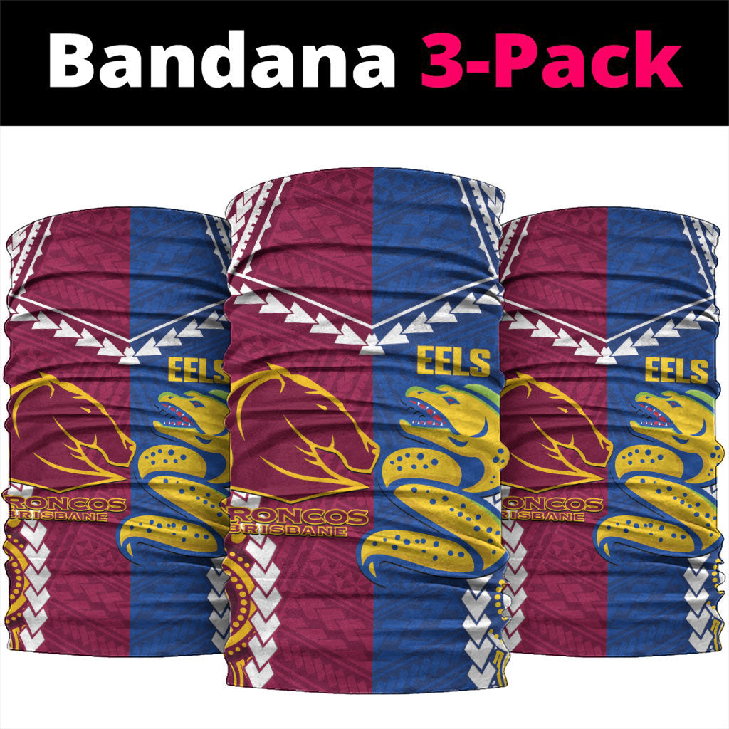 Rugby Broncos and Eels Neck Gaiter 2026 Together Aboriginal Polynesian Pattern