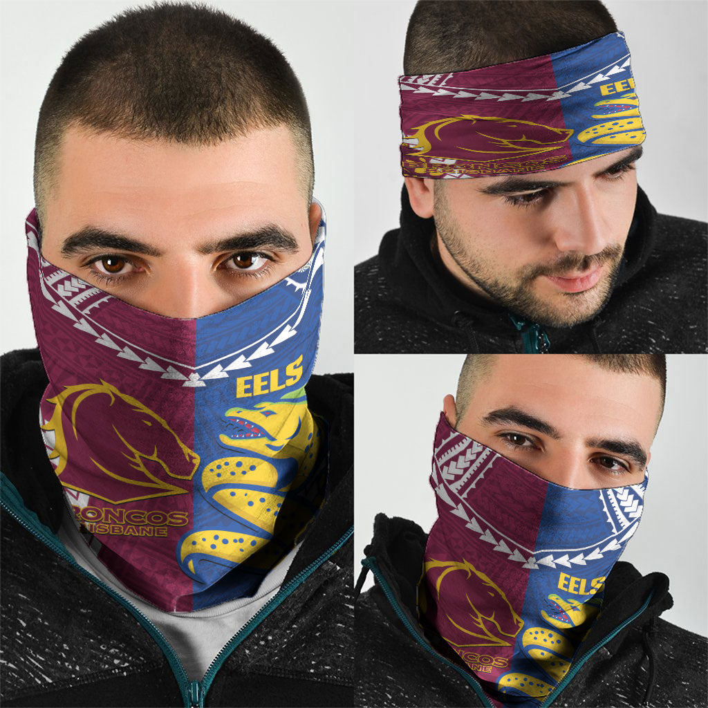 Rugby Broncos and Eels Neck Gaiter 2026 Together Aboriginal Polynesian Pattern