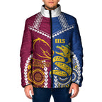 Custom Rugby Broncos and Eels Padded Jacket 2026 Together Aboriginal Polynesian Pattern