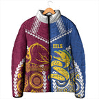 Custom Rugby Broncos and Eels Padded Jacket 2026 Together Aboriginal Polynesian Pattern