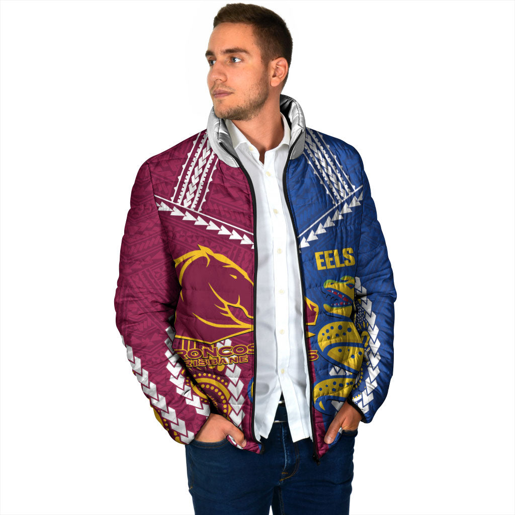 Custom Rugby Broncos and Eels Padded Jacket 2026 Together Aboriginal Polynesian Pattern