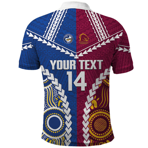 Custom Rugby Broncos and Eels Polo Shirt 2026 Together Aboriginal Polynesian Pattern