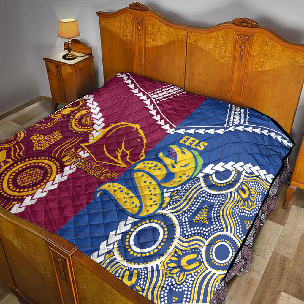 Rugby Broncos and Eels Quilt 2026 Together Aboriginal Polynesian Pattern