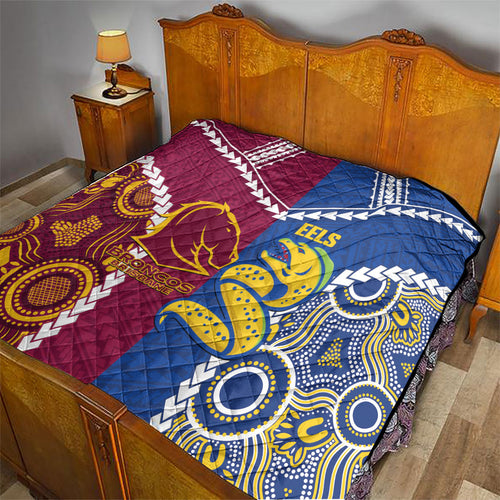 Rugby Broncos and Eels Quilt 2026 Together Aboriginal Polynesian Pattern