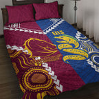 Rugby Broncos and Eels Quilt Bed Set 2026 Together Aboriginal Polynesian Pattern