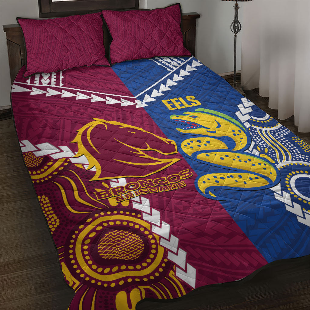Rugby Broncos and Eels Quilt Bed Set 2026 Together Aboriginal Polynesian Pattern