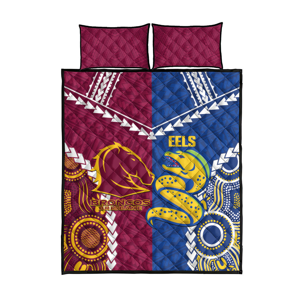 Rugby Broncos and Eels Quilt Bed Set 2026 Together Aboriginal Polynesian Pattern