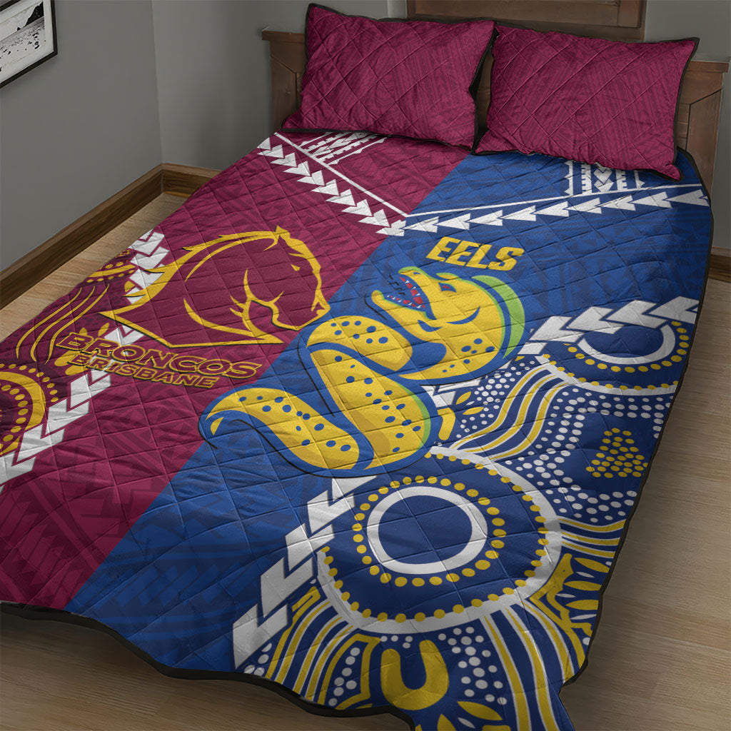 Rugby Broncos and Eels Quilt Bed Set 2026 Together Aboriginal Polynesian Pattern