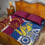 Rugby Broncos and Eels Quilt Bed Set 2026 Together Aboriginal Polynesian Pattern