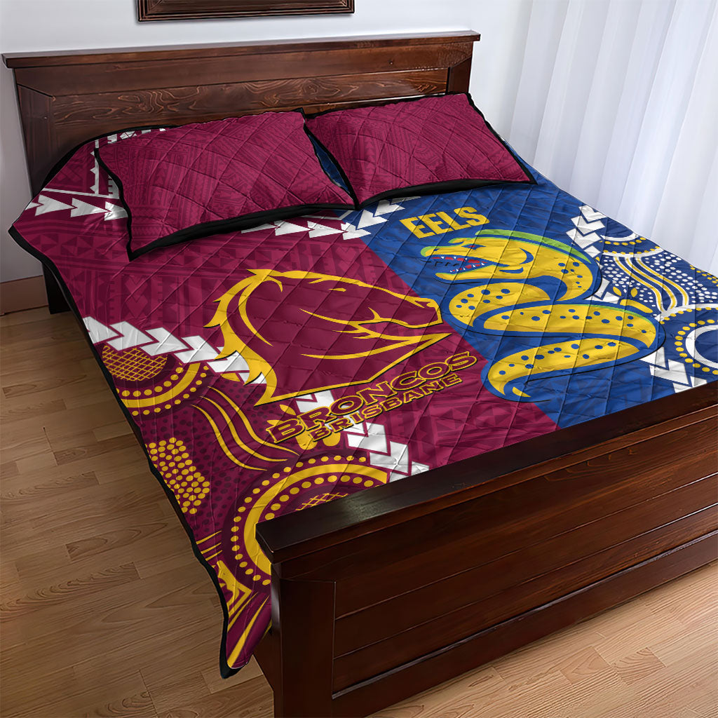 Rugby Broncos and Eels Quilt Bed Set 2026 Together Aboriginal Polynesian Pattern