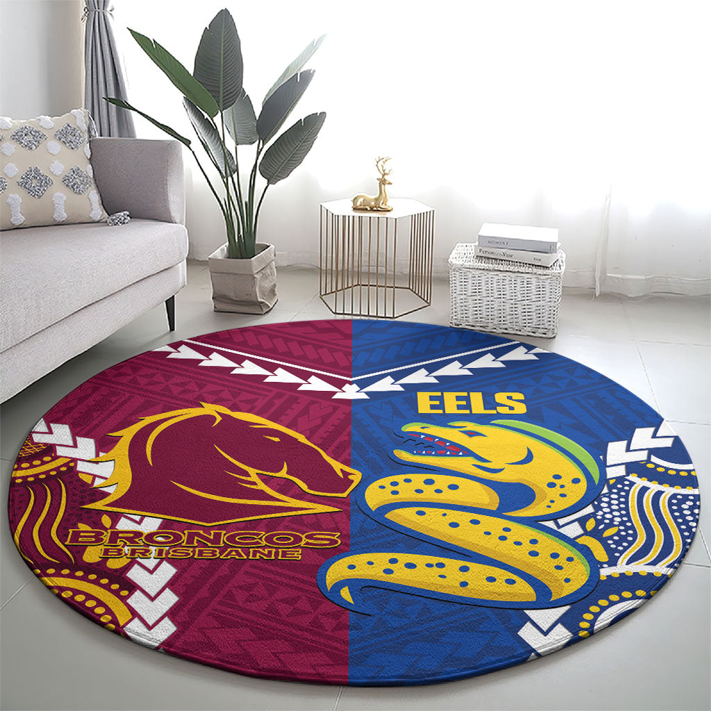 Rugby Broncos and Eels Round Carpet 2026 Together Aboriginal Polynesian Pattern