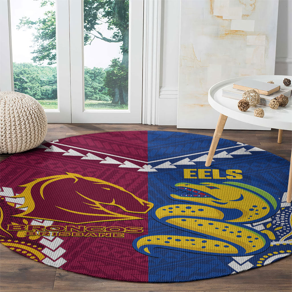 Rugby Broncos and Eels Round Carpet 2026 Together Aboriginal Polynesian Pattern