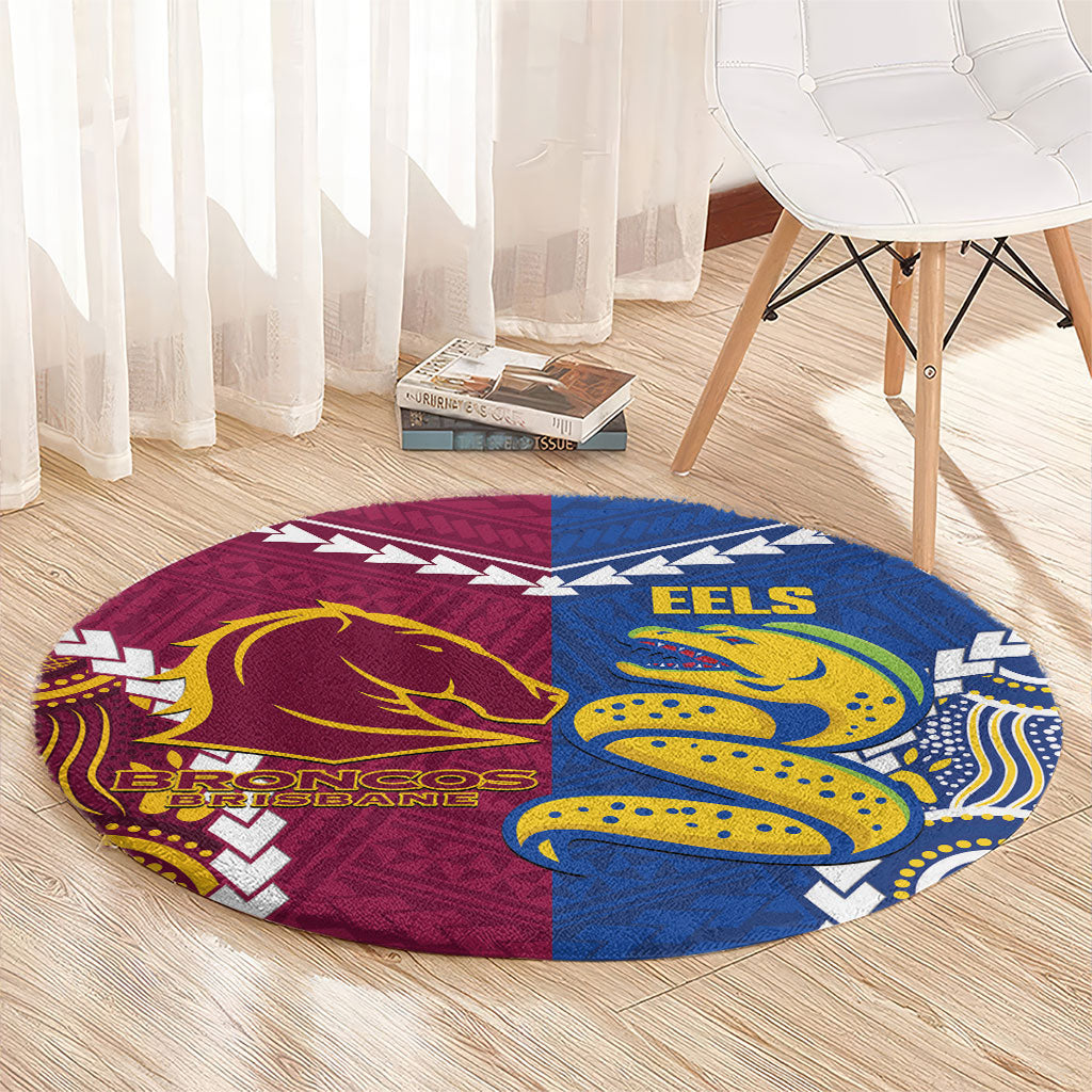 Rugby Broncos and Eels Round Carpet 2026 Together Aboriginal Polynesian Pattern