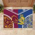 Rugby Broncos and Eels Rubber Doormat 2026 Together Aboriginal Polynesian Pattern