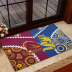 Rugby Broncos and Eels Rubber Doormat 2026 Together Aboriginal Polynesian Pattern