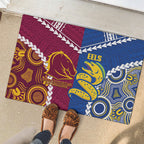 Rugby Broncos and Eels Rubber Doormat 2026 Together Aboriginal Polynesian Pattern
