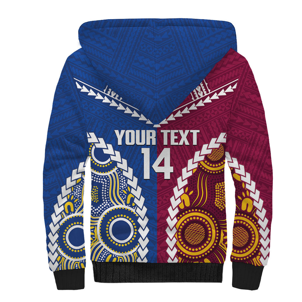 Custom Rugby Broncos and Eels Sherpa Hoodie 2026 Together Aboriginal Polynesian Pattern