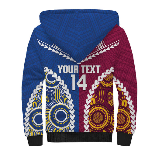 Custom Rugby Broncos and Eels Sherpa Hoodie 2026 Together Aboriginal Polynesian Pattern
