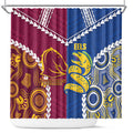 Rugby Broncos and Eels Shower Curtain 2026 Together Aboriginal Polynesian Pattern