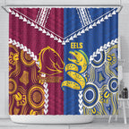 Rugby Broncos and Eels Shower Curtain 2026 Together Aboriginal Polynesian Pattern