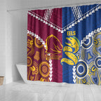 Rugby Broncos and Eels Shower Curtain 2026 Together Aboriginal Polynesian Pattern