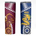 Custom Rugby Broncos and Eels Skinny Tumbler 2026 Together Aboriginal Polynesian Pattern