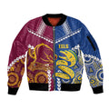 Custom Rugby Broncos and Eels Sleeve Zip Bomber Jacket 2026 Together Aboriginal Polynesian Pattern