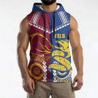 Custom Rugby Broncos and Eels Sleeveless Hoodie 2026 Together Aboriginal Polynesian Pattern