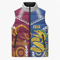 Custom Rugby Broncos and Eels Sleeveless Puffer Jacket 2026 Together Aboriginal Polynesian Pattern
