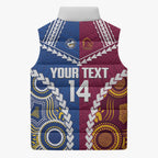 Custom Rugby Broncos and Eels Sleeveless Puffer Jacket 2026 Together Aboriginal Polynesian Pattern